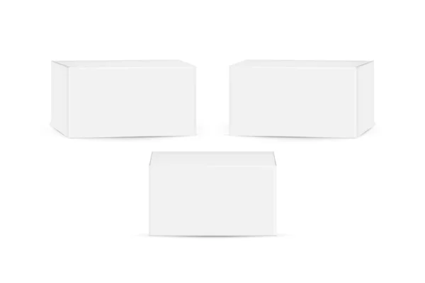 White Blank Cardboard Package Boxes Mockup Isolated White Background Vector — Stockvektor