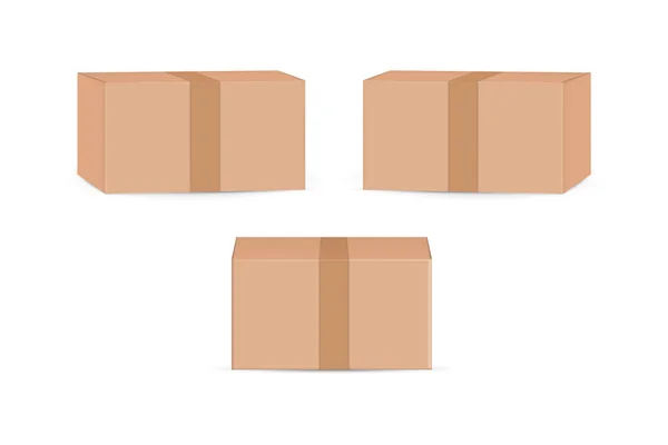Cardboard Package Boxes Mockup Isolated White Background Vector Illustration Eps — Archivo Imágenes Vectoriales