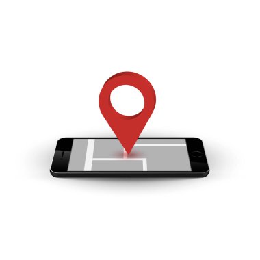 Mobil GPS navigasyon konsepti beyaz arkaplanda izole edildi. Vektör çizimi. Eps 10.