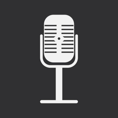 Beyaz arka planda izole edilmiş bir mikrofon. Vektör çizimi. Eps 10.