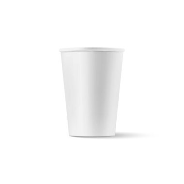 Beyaz arka planda izole edilmiş kağıt bardaklar. Vektör çizimi. Eps 10.