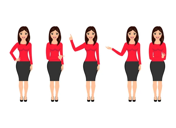 Woman Various Poses Isolated White Background Vector Illustration Eps — 스톡 벡터