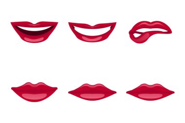 Dudaklar beyaz arkaplanda izole edildi. Vektör çizimi. Eps 10.