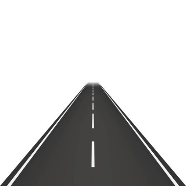 Şeffaf arka planda izole edilmiş düz yol. Vektör çizimi. Eps 10.