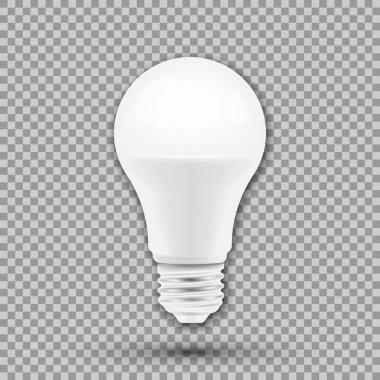 LED ampul şeffaf arkaplanda izole edildi. Vektör çizimi. Eps 10.