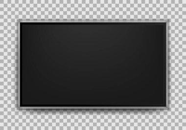 Şeffaf arkaplanda gerçekçi televizyon ekranı izole edildi. Vektör çizimi. Eps 10.