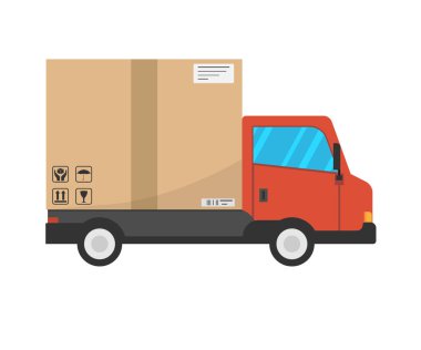 Teslimat kamyonu ikon taşıyor. Vektör çizimi. Eps 10.