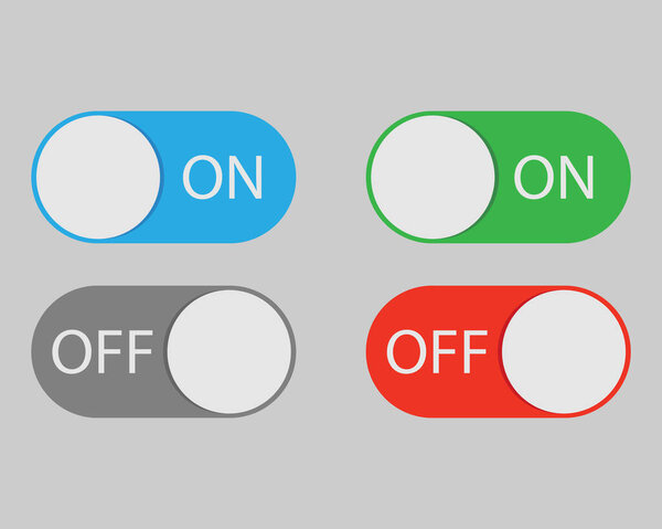 On and Off switch toggle isolated onbackground. Vector illustration. Eps 10.