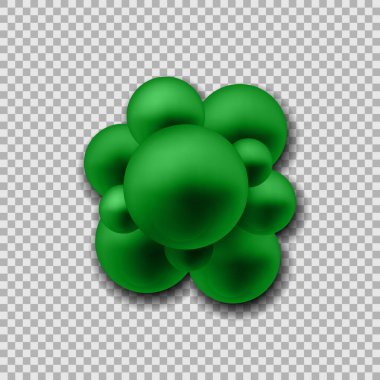 Bir grup atom molekül oluşturur. Stafilokok bakterisi kapanıyor. Şeffaf arkaplanda izole edilmiş. Vektör çizimi. Eps 10.