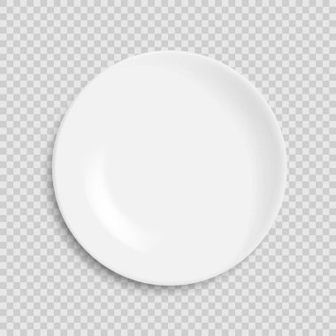 Beyaz arkaplanda boş beyaz plaka var. Vektör çizimi. Eps 10.