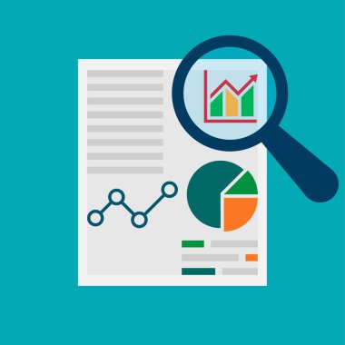 Veri analizi tasarımı. Beyaz arka planda izole edilmiş. Vektör çizimi. Eps 10.