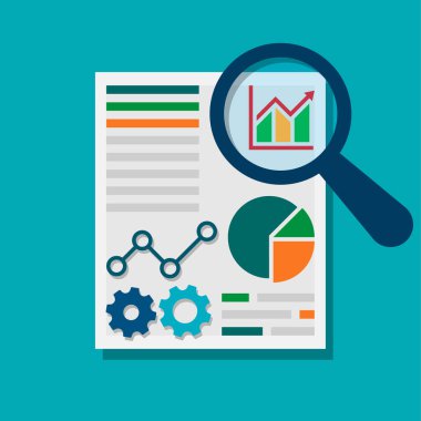 Veri analizi tasarımı. Beyaz arka planda izole edilmiş. Vektör çizimi. Eps 10.