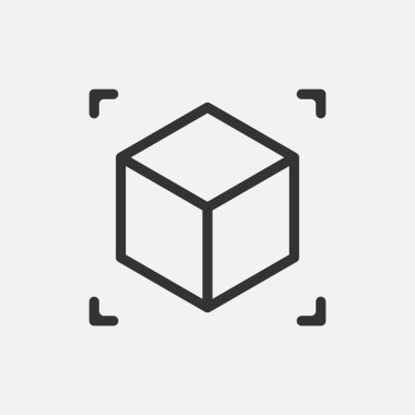 Artırılmış gerçeklik. Beyaz arkaplanda izole edilmiş küp simgesi. Vektör çizimi. Eps 10.