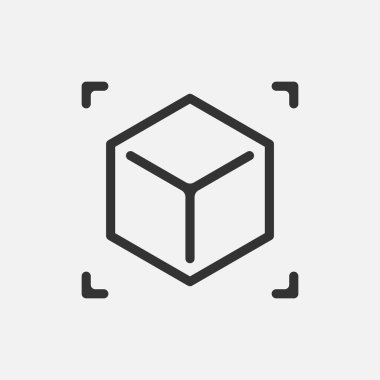 Artırılmış gerçeklik. Beyaz arkaplanda izole edilmiş küp simgesi. Vektör çizimi. Eps 10.