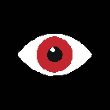 Göz pikseli simgesi siyah arkaplanda izole edildi. Vektör çizimi. Eps 10