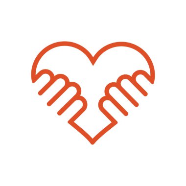 Kalp, beyaz arka planda izole edilmiş ellerde. Vektör çizimi. Eps 10.