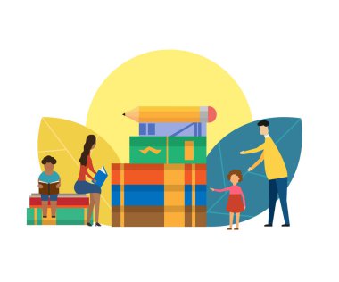 Aile eğitimi kavramı beyaz arka planda izole edilmiş. Vektör çizimi. Eps 10.