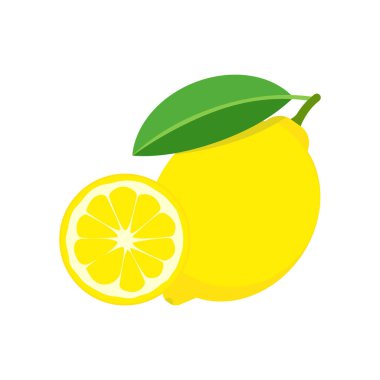 Beyaz arka planda izole edilmiş taze limon meyveleri. Vektör çizimi. Eps 10.