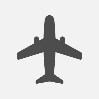 Beyaz arka planda uçak simgesi izole edildi. Vektör çizimi. Eps 10.