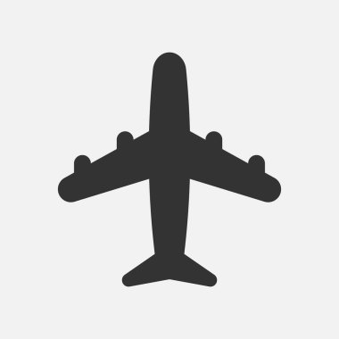 Beyaz arka planda uçak simgesi izole edildi. Vektör çizimi. Eps 10.