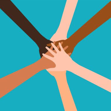 Farklı insanlardan oluşan bir grup beyaz arka planda izole bir şekilde bir araya geliyor. Vektör çizimi. Eps 10.