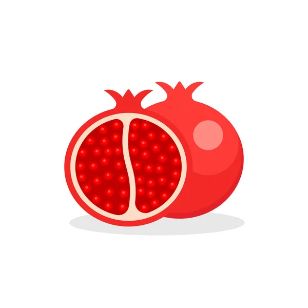 Pomegranate Fruit Isolated White Background Vector Illustration Eps — Vetor de Stock