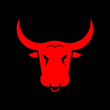 Bull Head ikonu. Beyaz arka planda boğa işareti var. Vektör çizimi. Eps 10.