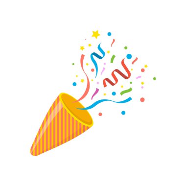 Konfetiyle patlayan parti patlayıcıları. Vektör çizimi. Eps 10.