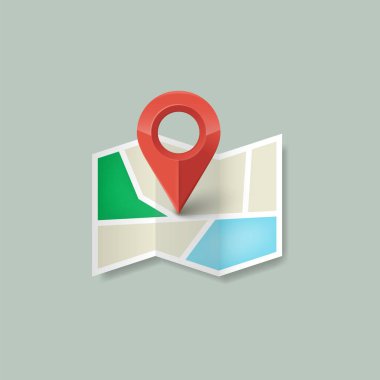 Konum simgesi. Pin Pointer ile harita simgesi. Vektör çizimi. Eps 10.