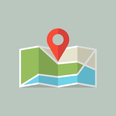 Konum simgesi. Pin Pointer ile harita simgesi. Vektör çizimi. Eps 10.