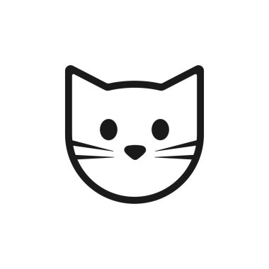 Beyaz arkaplanda kedi yüzü simgesi izole edildi. Vektör çizimi. Eps 10.