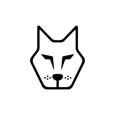 Beyaz arka planda izole edilmiş kurt yüzü simgesi. Vektör çizimi. Eps 10.