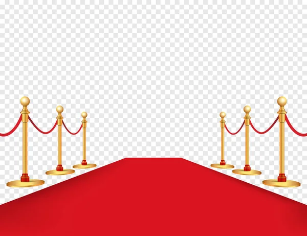 Красная Дорожка Золотые Барьеры Реалистично Изолированы Заднем Плане Векторная Иллюстрация — стоковый вектор