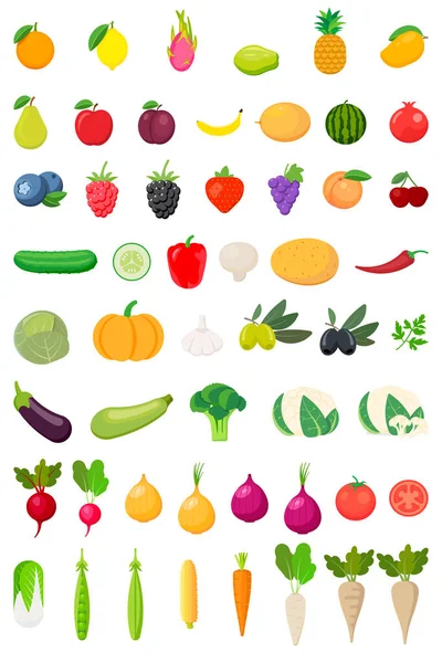 Vektör meyve ve sebze simgesi beyaz arkaplanda izole edildi. Vektör çizimi. Eps 10.