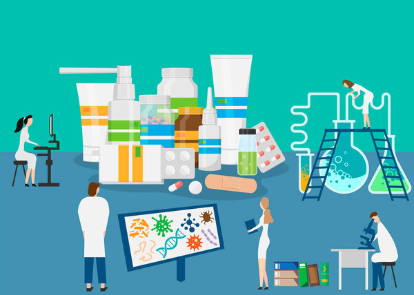 Концепция исследовательской лаборатории изолирована на белом фоне. Векторная иллюстрация. Eps 10.