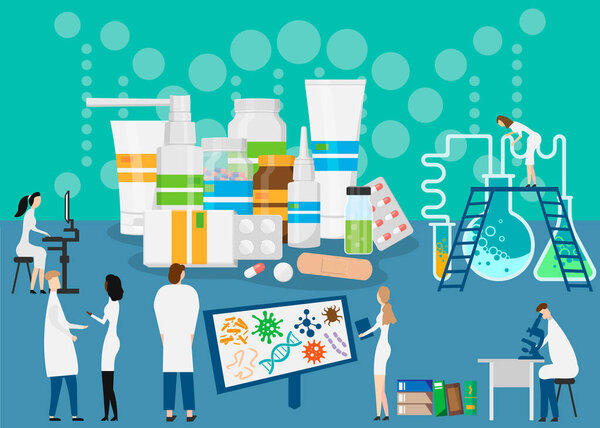 Концепция исследовательской лаборатории изолирована на белом фоне. Векторная иллюстрация. Eps 10.