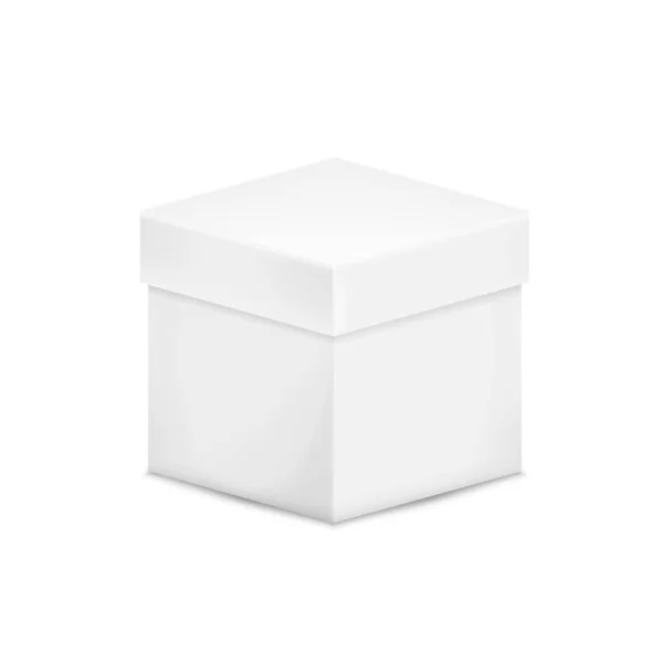 Realistic White Blank Package Gift Cardboard Box Vector Illustration Eps — Stockvektor
