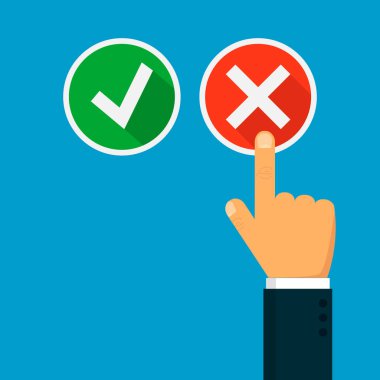 Kontrol işaretli bir tuşa bas. Beyaz arkaplanda ikon izole edildi. Vektör çizimi. Eps 10.