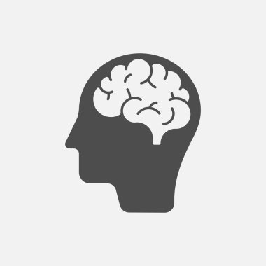 Nöroloji ikonu. Beyaz arka planda izole edilmiş insan beyni. Vektör çizimi. Eps 10.