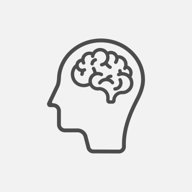 Nöroloji ikonu. Beyaz arka planda izole edilmiş insan beyni. Vektör çizimi. Eps 10.