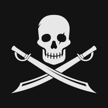 Korsan kafatası ve bıçak ikonu. Vektör çizimi. Eps 10.