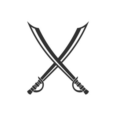 Kılıç simgesi. Çapraz kılıç ikonu. İki kılıç ya da süvari kılıcı. Vektör çizimi. Eps 10.