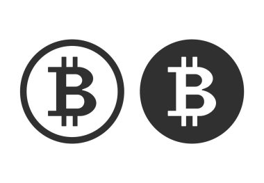 Bitcoin simgesi. Şifreli para, sanal elektronik, internet parası. Bozuk para logosu. Vektör illüstrasyonu Eps 10