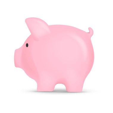 Beyaz arka planda izole edilmiş pembe kumbara. Vektör çizimi. Eps 10.