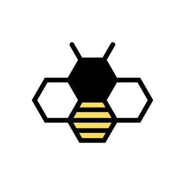 Yaratıcı Kraliçe Arı Çizgileri simgesi. Arı altıgen logosu. Vektör çizimi. Eps 10.