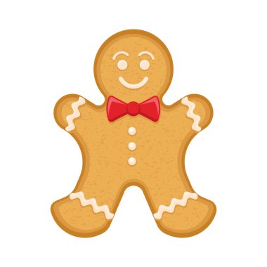 Bayram zencefilli kurabiye. Yeni yılın kutlu olsun. Mutlu noeller. İnsan şeklinde tatil kurabiyesi. Vektör çizimi. Eps 10.