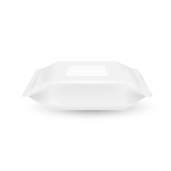 白い背景に隔離された白いぬれたワイプパッケージ ベクトルイラスト Eps — ストックベクタ