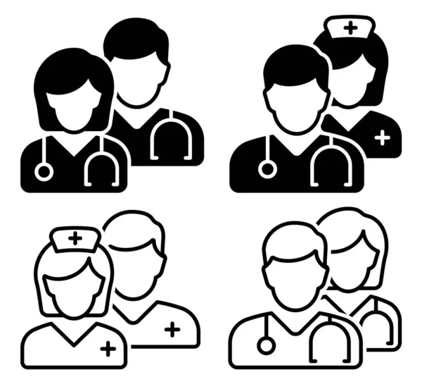 Tıbbi Ekip Simgesi. Bir grup doktor için basit bir doğrusal simge. Vektör çizimi. Eps 10.