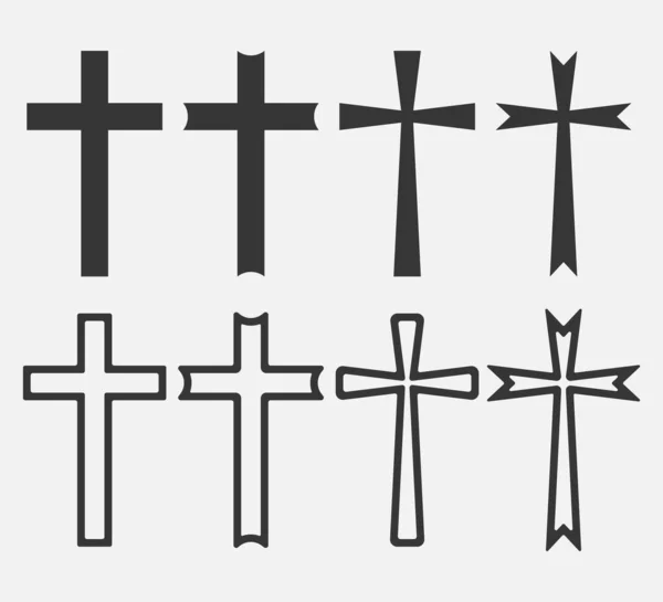 Set Christian Cross Icon Logo App Vector Illustration Eps — Image vectorielle