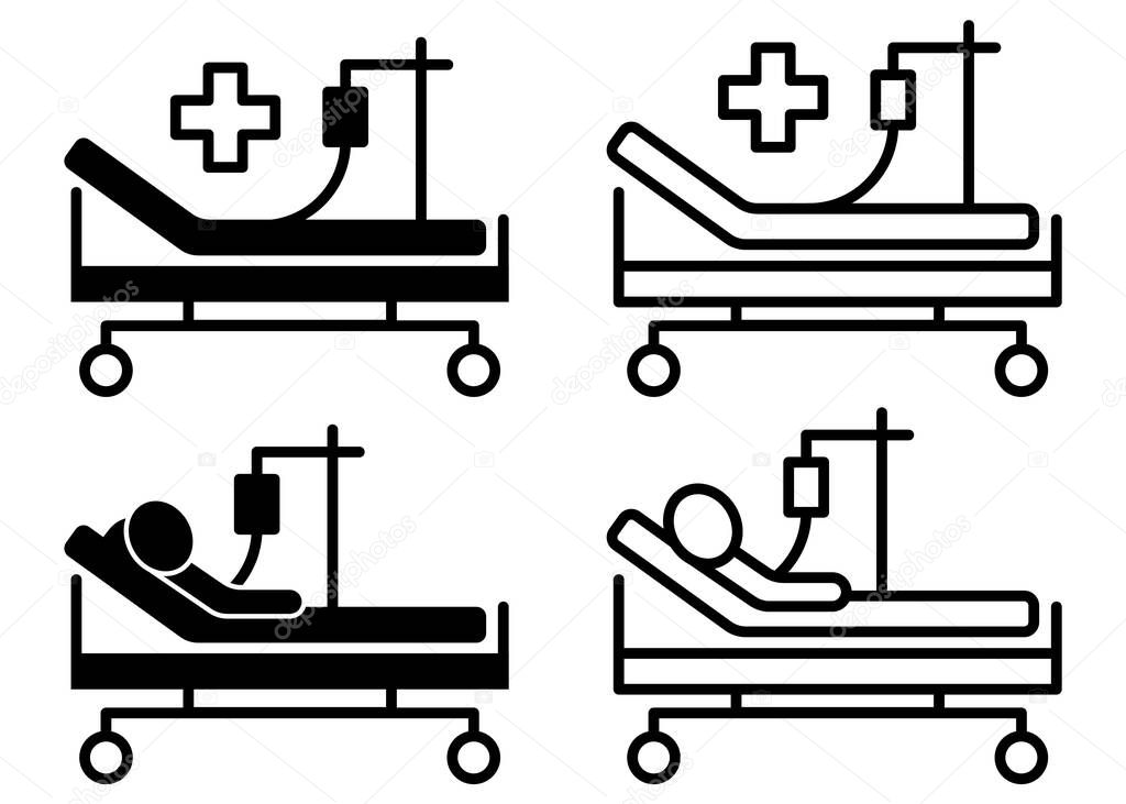 Intensive care unit line icon. Resuscitation, rehabilitation, hospital ward. Medicine concept. Vector illustration. Eps 10.